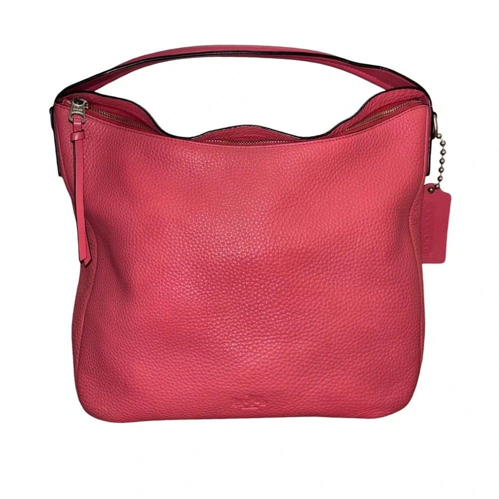 Coach Bleecker Sullivan Hobo F31623 Pebbled Leather Pink Coral Shoulder Bag L